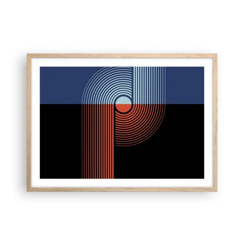 Poster în ramă de stejar deschis - Într-o îmbrăţişare geometrică - 70x50 cm
