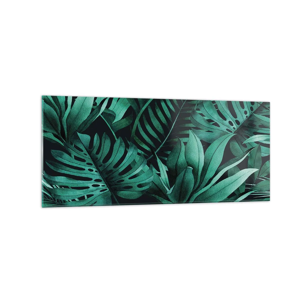 Tablou pe sticlă - Profunzimea verdelui tropical - 120x50 cm