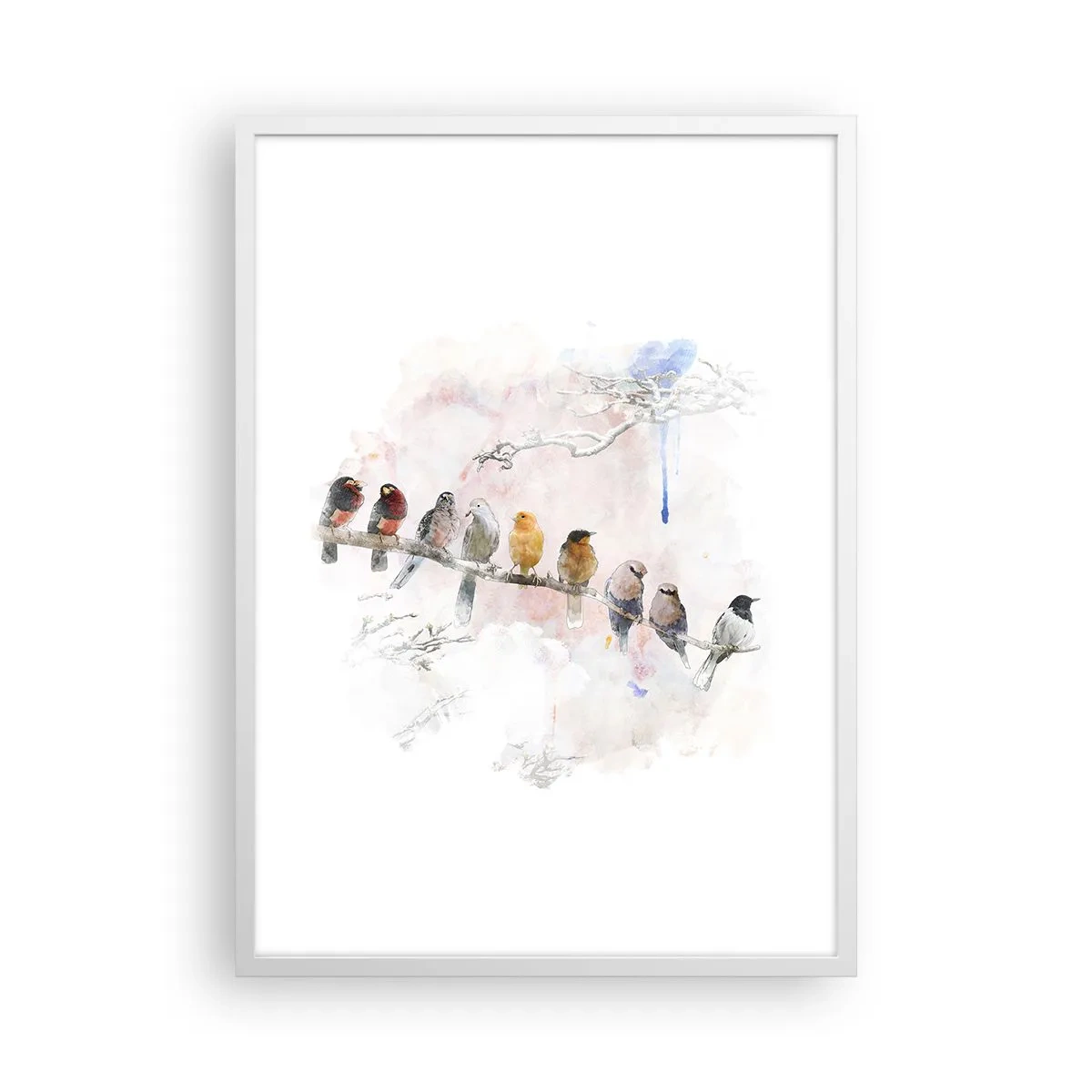 Poster în ramă albă - Întâlnire înaripată - 50x70 cm