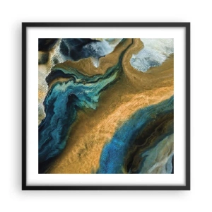 Poster în ramă neagră - Albastru - galben - influență reciprocă - 50x50 cm