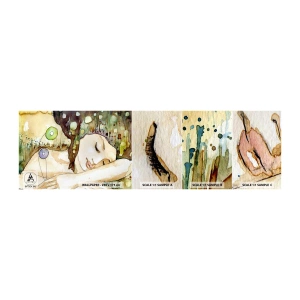 Mostră de Tapet Standard Eco - Visul violet smarald - Abstracția, Femeie, Ilustrare - 100x30 cm