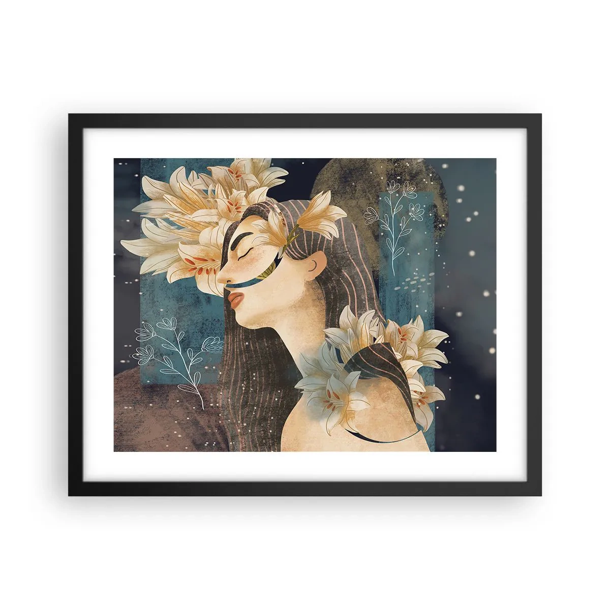 Poster în ramă neagră - Povestea prințesei cu crini - 50x40 cm