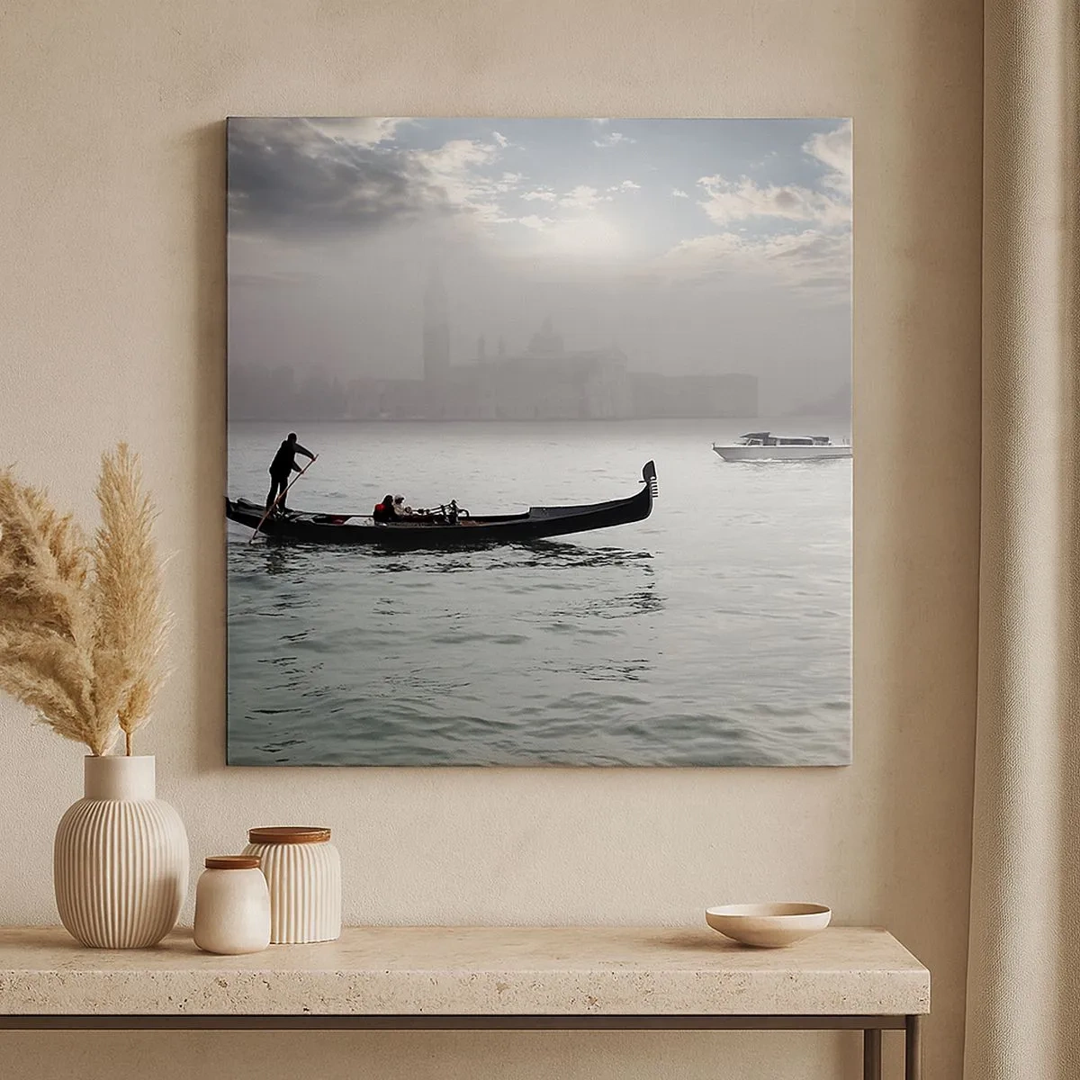 Tablou pe pânză - Un oraș fabulos de apă și ceață - 30x30 cm