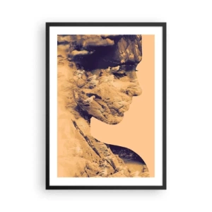 Poster în ramă neagră - Portret cu peisaj în stilul dublei expuneri - 50x70cm - Frumoasă prin natura - Decorațiune modernă pentru perete pentru living și dormitor ARTTOR