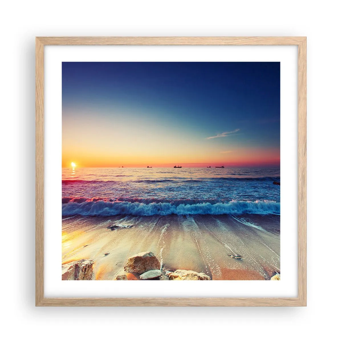 Poster în ramă de stejar deschis - Și ce este dincolo de orizont? - 50x50 cm