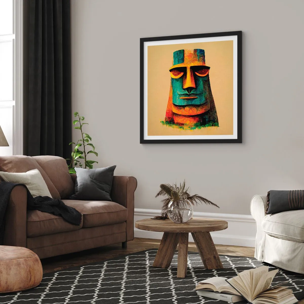Poster în ramă neagră - Statuie, dar simpatică - 30x30 cm