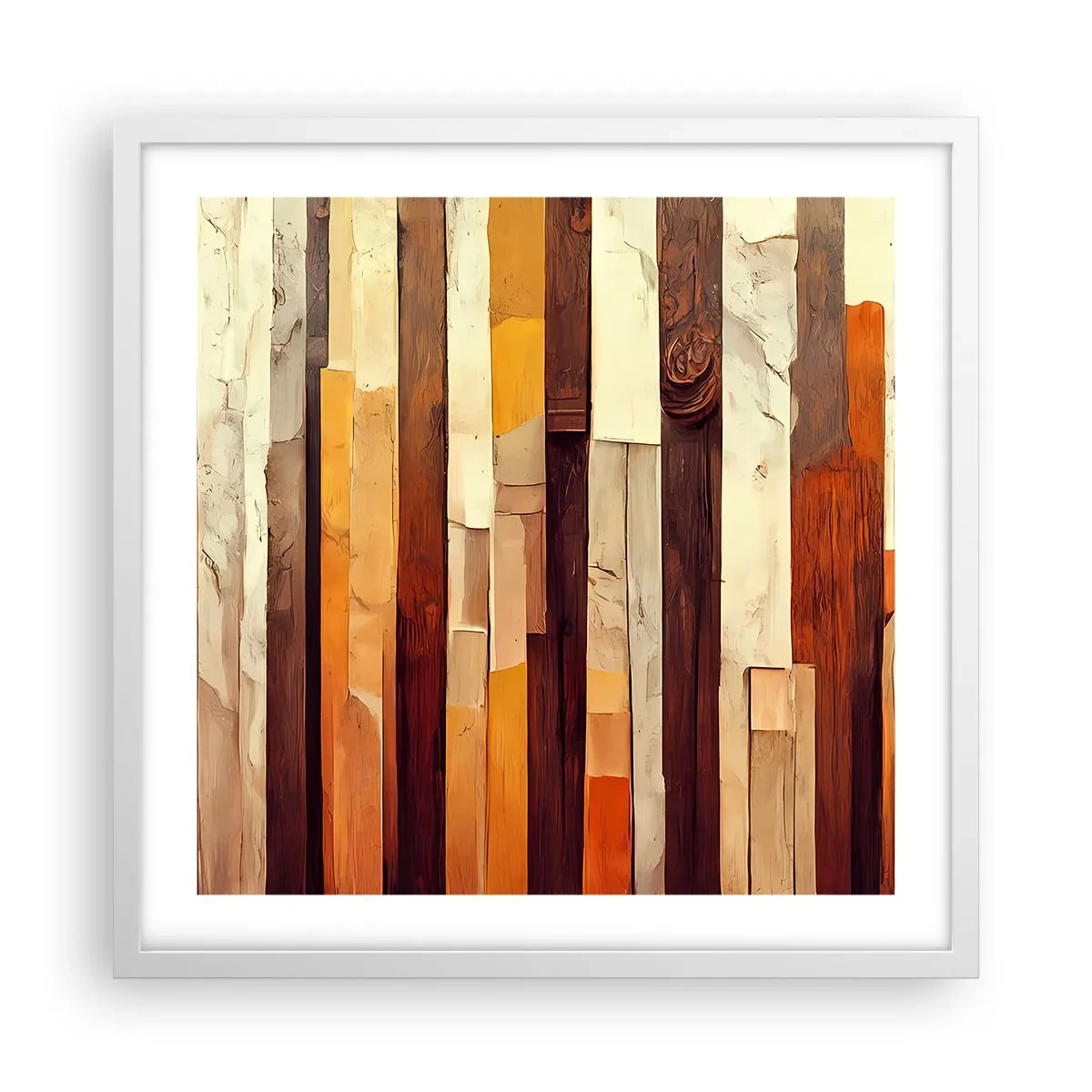 Poster în ramă albă - Imnul copacilor din pădure - 50x50 cm