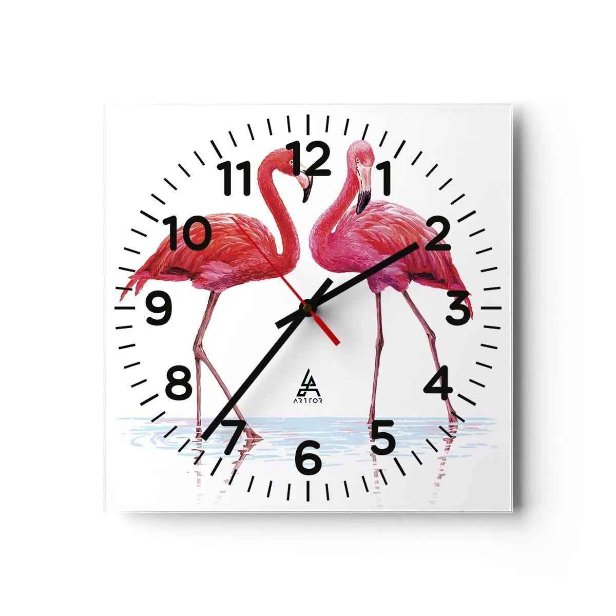 Ceas de perete - Ceas pe sticlă - Pink randez-vous - 40x40 cm