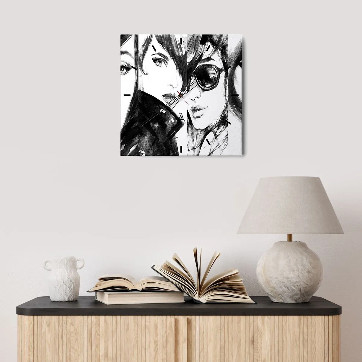 Ceas de perete - Ceas pe sticlă - Frumusețe înmulțită - 30x30 cm