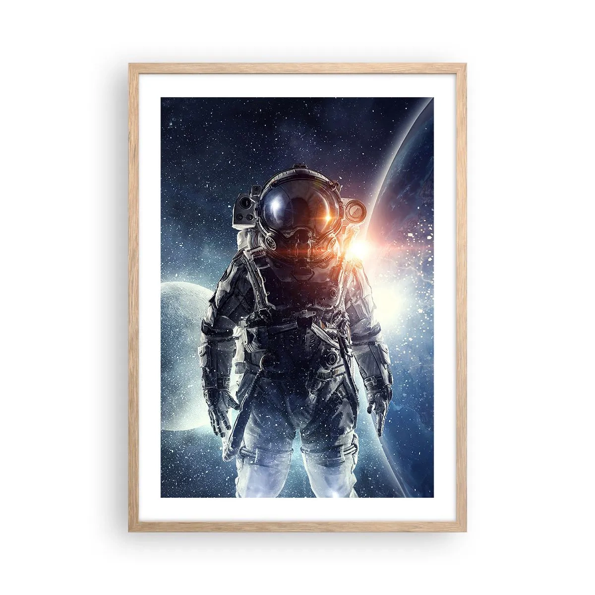 Poster în ramă de stejar deschis - Aventură spațială - 50x70 cm