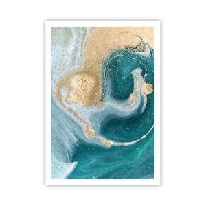 Poster - Vârtej de aur și turcoaz - 70x100 cm