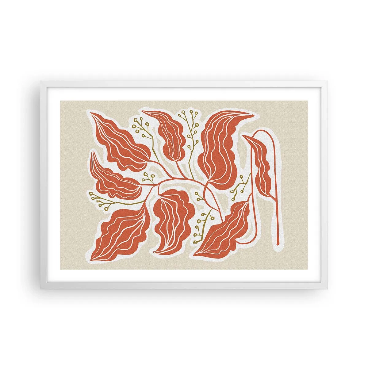 Poster în ramă albă - Folk și coral - 70x50 cm