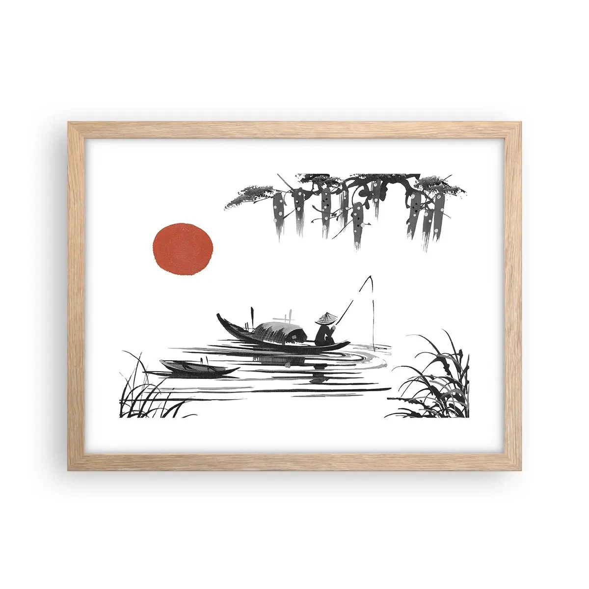 Poster în ramă de stejar deschis - O după-amiază asiatică - 40x30 cm