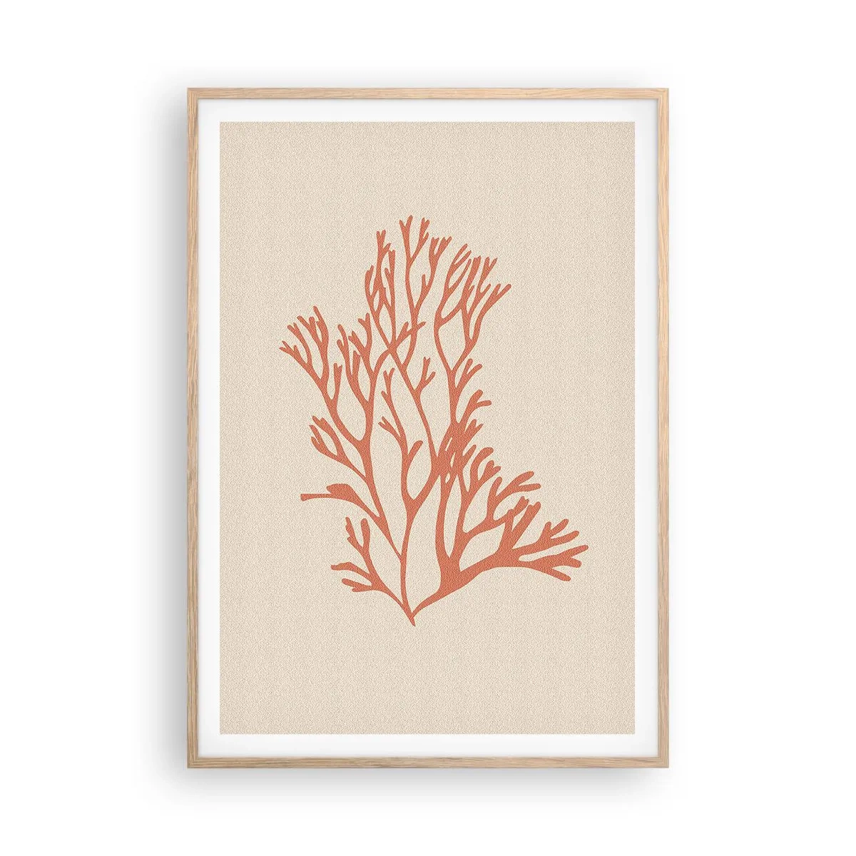 Poster în ramă de stejar deschis - Coral filigranat - 70x100 cm