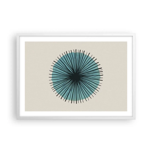 Poster în ramă albă - Radiant pe albastru - 70x50 cm