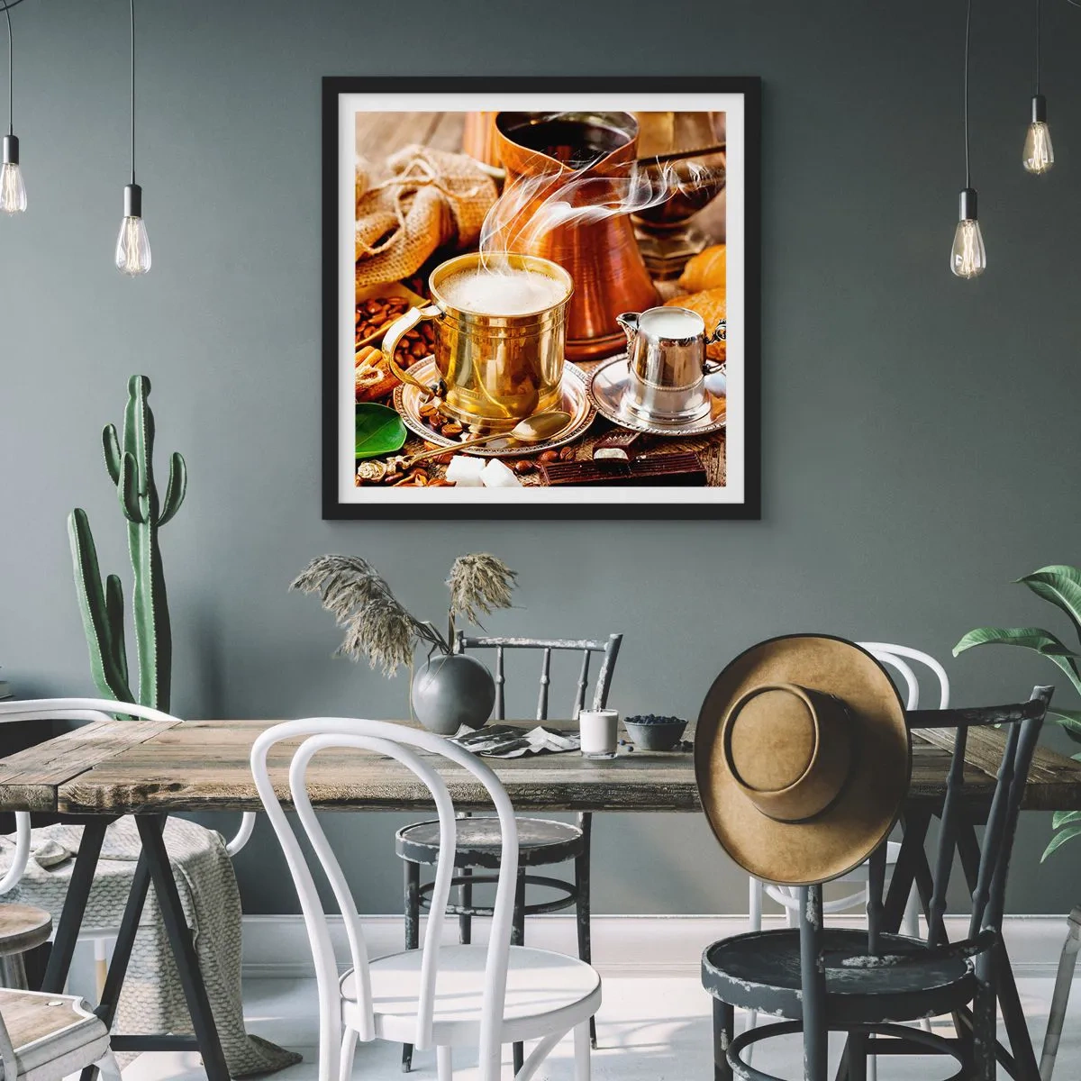 Poster în ramă neagră - O zi bună! - 50x50 cm