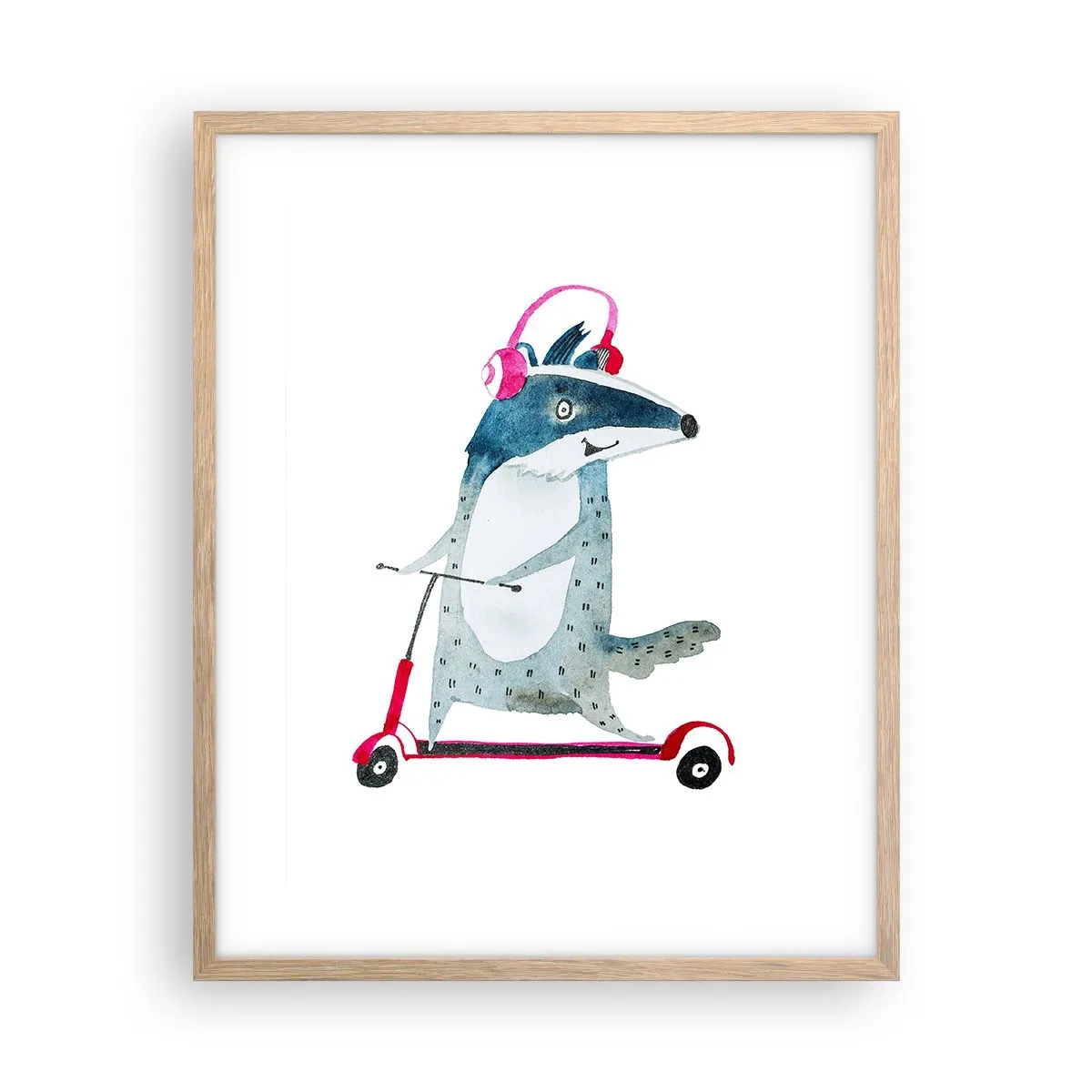 Poster în ramă de stejar deschis - Bucurie de bursuc - 40x50 cm