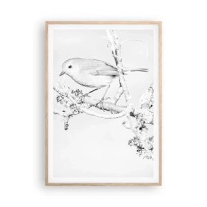 Poster în ramă de stejar deschis - Dimineață de iarnă - 70x100 cm