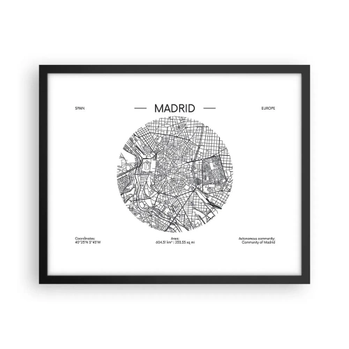 Poster în ramă neagră - Anatomia Madridului - 50x40 cm