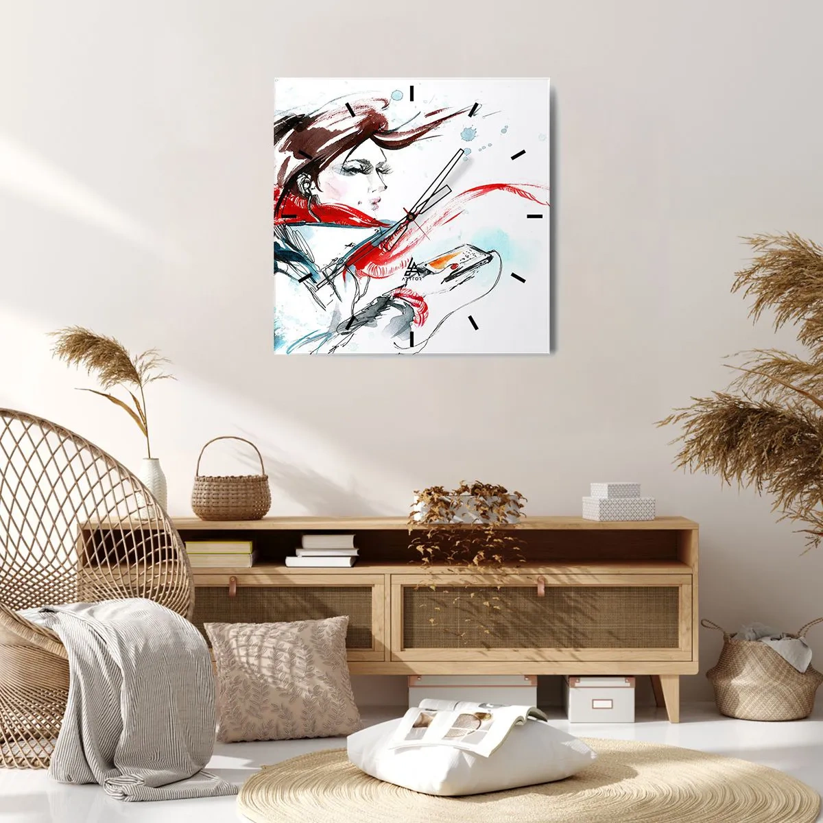 Ceas de perete - Ceas pe sticlă - Ceva cântă în mine - 40x40 cm