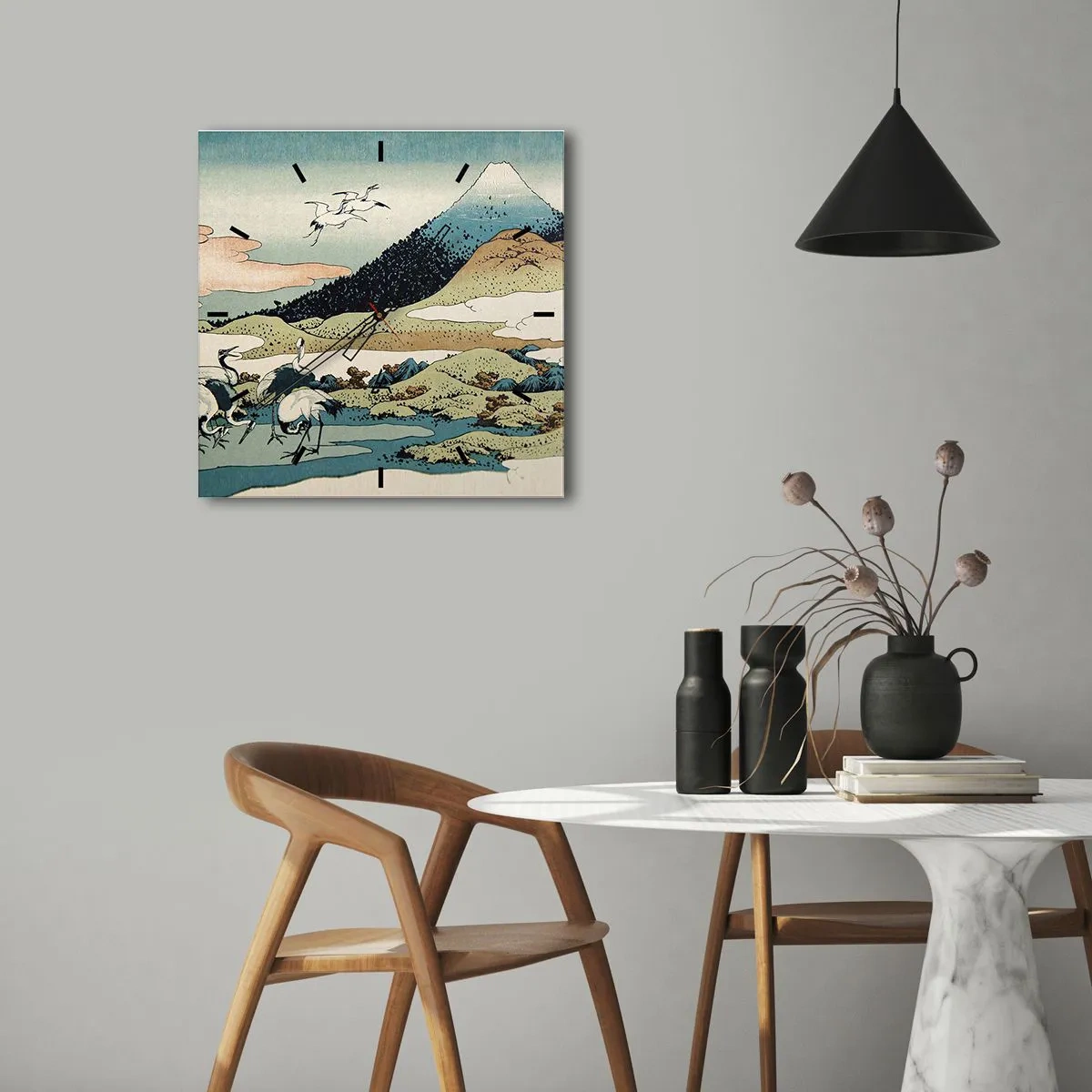 Ceas de perete - Ceas pe sticlă - În mod japonez - 30x30 cm