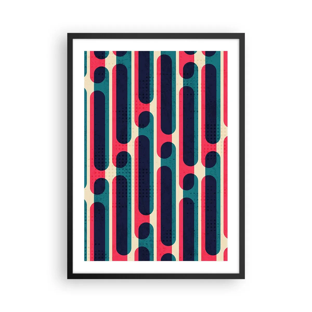Poster în ramă neagră - Model geometric în nuanțe de roșu și albastru - 50x70cm - Înăuntru și înainte - Decorațiune modernă pentru perete pentru living și dormitor ARTTOR