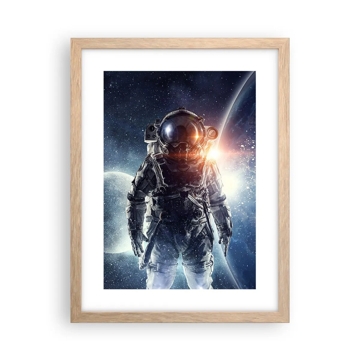 Poster în ramă de stejar deschis - Aventură spațială - 30x40 cm