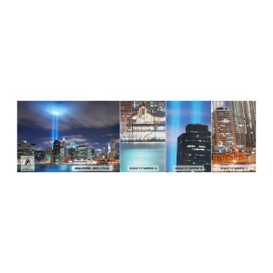 Mostră tapet Premium Canvas - Întinde-te spre cer cu lumină - Oraș, New York, Arhitectură - 100x30 cm