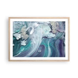 Poster în ramă de stejar deschis - Râuri de albastru - 70x50 cm