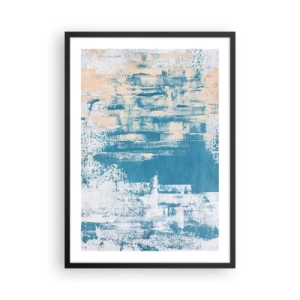 Poster în ramă neagră - Textură abstractă în nuanțe de albastru și bej - 50x70cm - Prin ţurţur de gheață - Decorațiune modernă pentru perete pentru living și dormitor ARTTOR