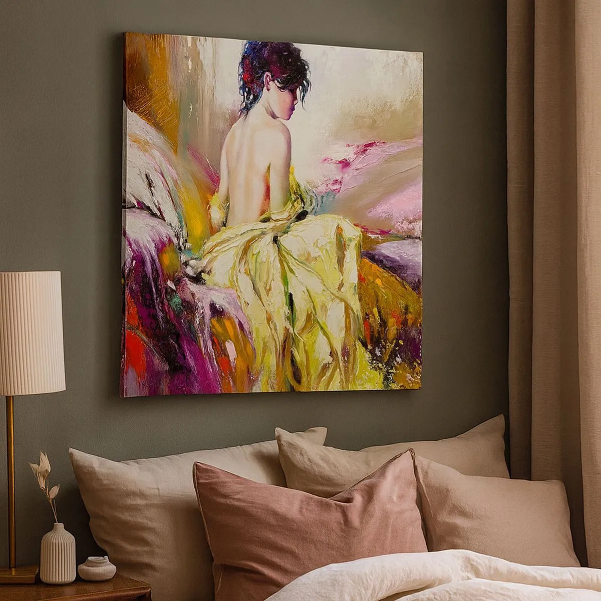 Tablou pe pânză - Mi⁠-⁠aș muia buzele în paharul cu vin de pe masa ta - 30x30 cm