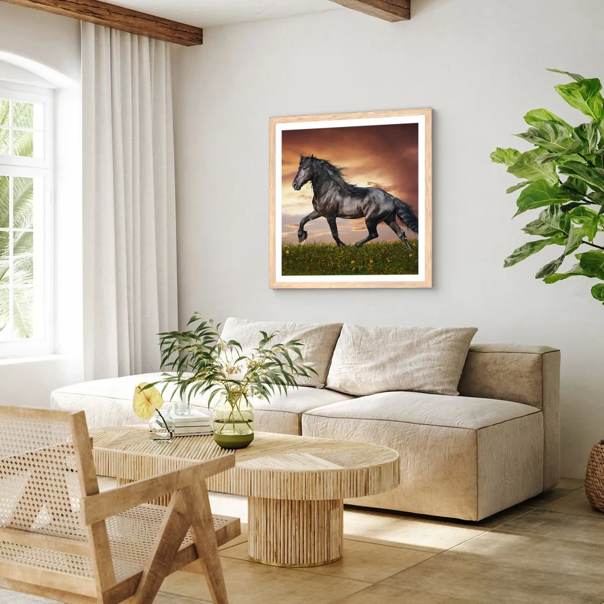 Poster în ramă de stejar deschis - Prințul negru - 60x60 cm