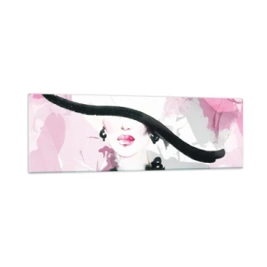 Tablou pe sticlă - Studiu unei dame în negru și roz - 160x50 cm