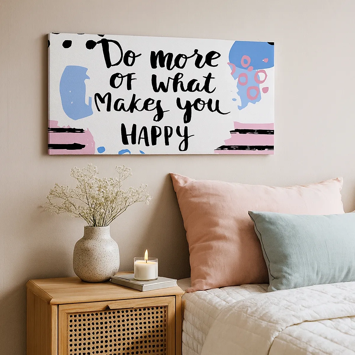 Tablou pe pânză - Cum să fii fericit - 30x30 cm