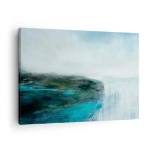 Tablou pe pânză Canvas - Peisaj abstract în nuanțe de turcoaz și gri - 70x50cm - Abstracție maritimă - Decorațiune modernă pentru perete pentru living și dormitor ARTTOR