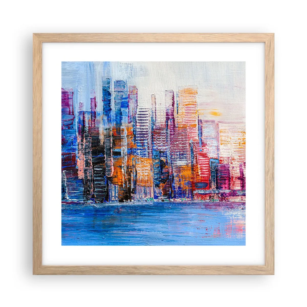 Poster în ramă de stejar deschis - O metropolă veselă - 40x40 cm