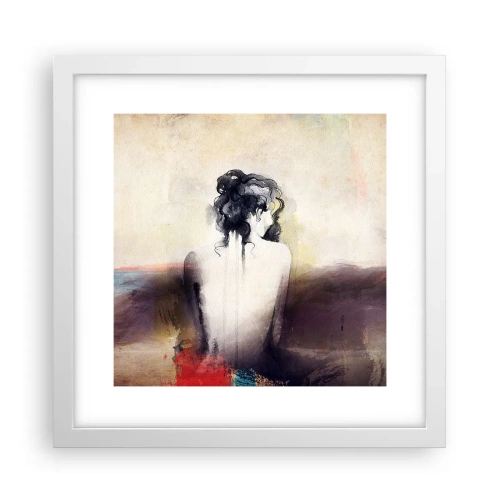 Poster în ramă albă - Linii moi, forme ovale - 30x30 cm