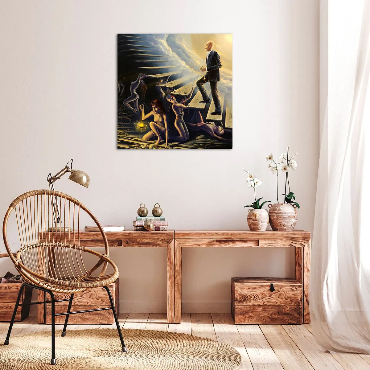 Tablou pe pânză - O călătorie dantescă spre lumină - 70x70 cm