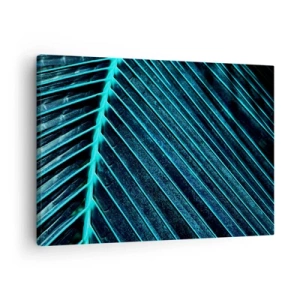 Tablou pe pânză Canvas - Fotografie macro a unei frunze în nuanțe de turcoaz și albastru marin - 70x50cm - Textura verdelui - Decorațiune modernă pentru perete pentru living și dormitor ARTTOR