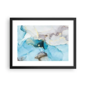Poster în ramă neagră - Un studiu al întâlnirii dintre gri și turcoaz - 40x30 cm