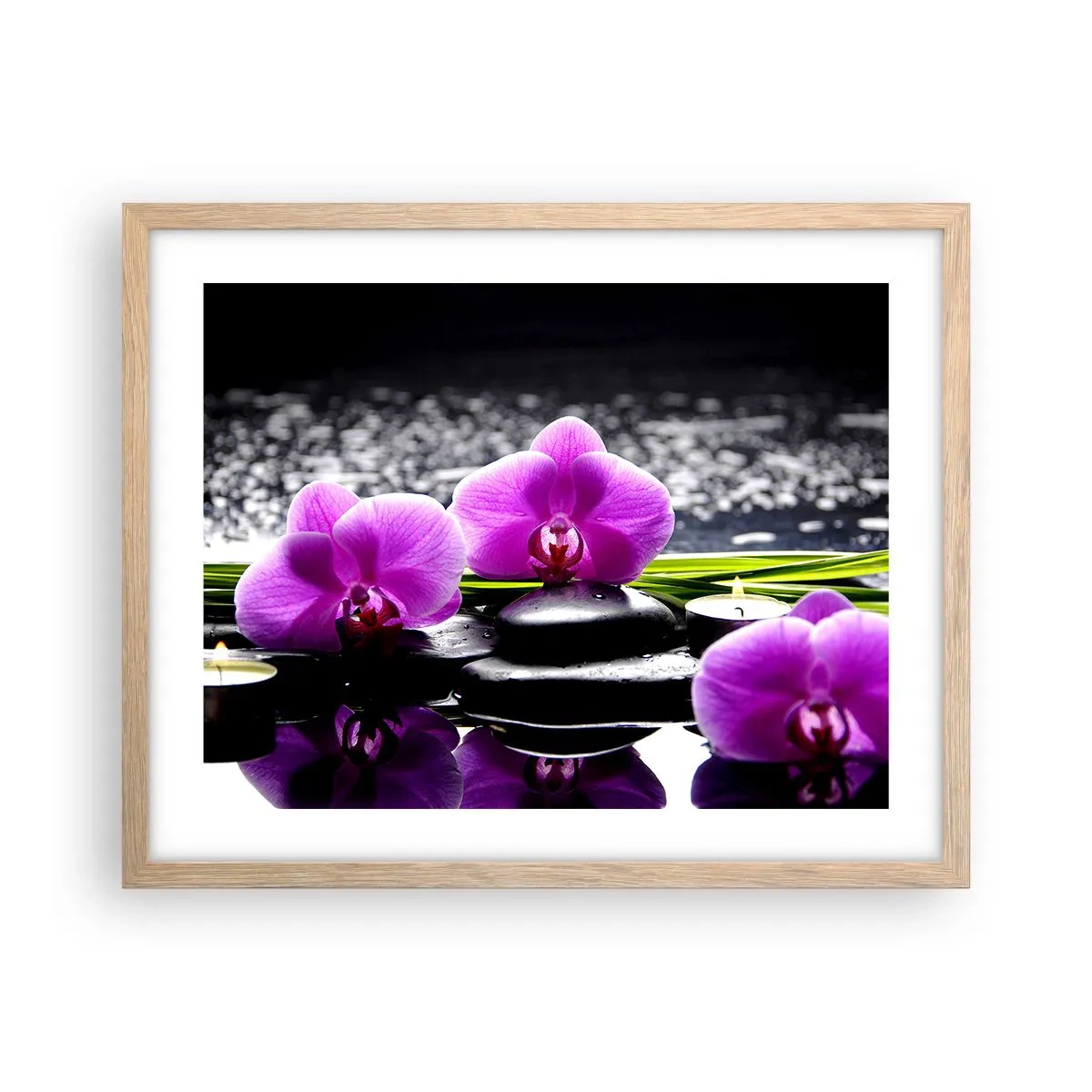 Poster în ramă de stejar deschis - Să te scufunzi în pace și liniște - 50x40 cm