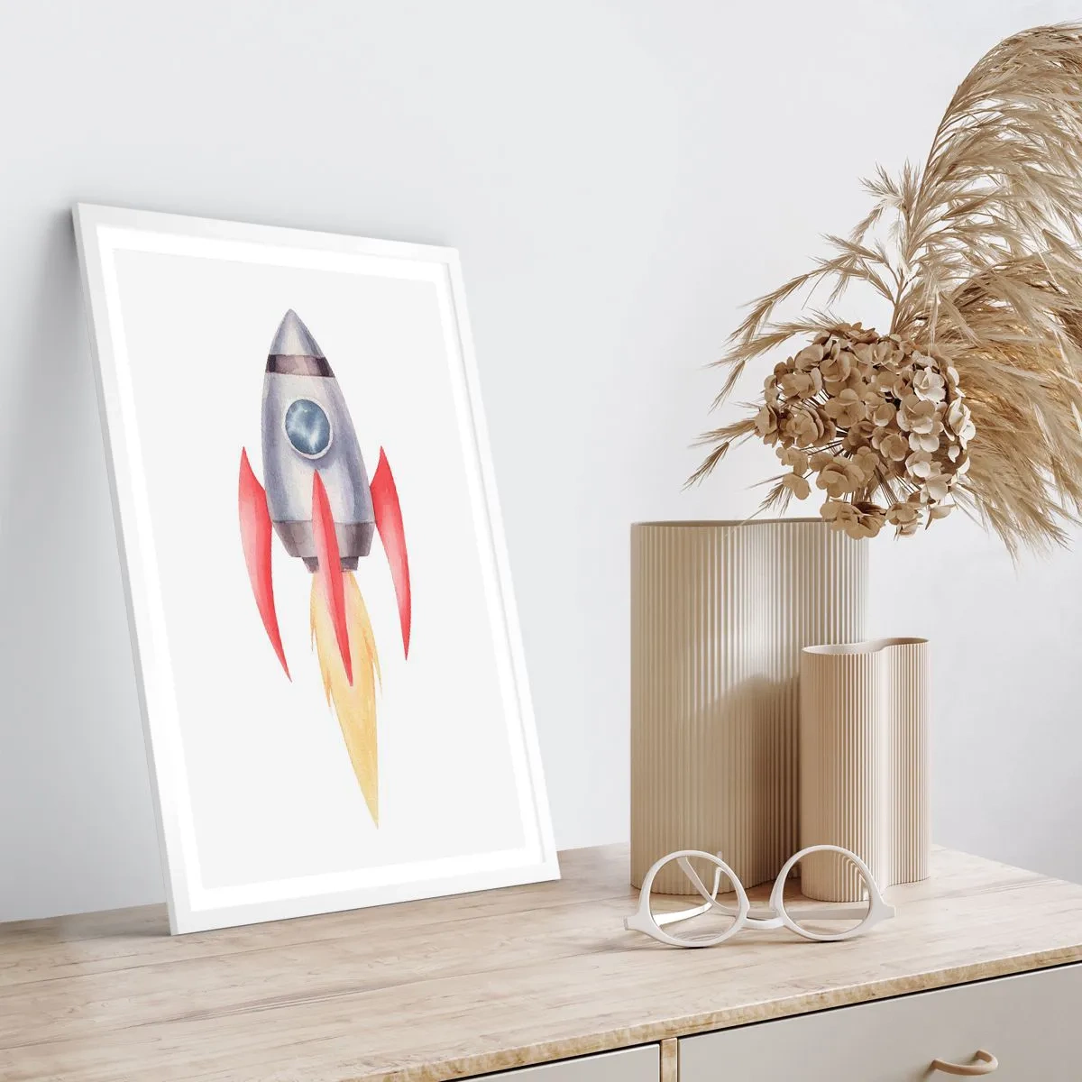 Poster în ramă albă - Mai sus, mai repede, mai departe - 50x70 cm