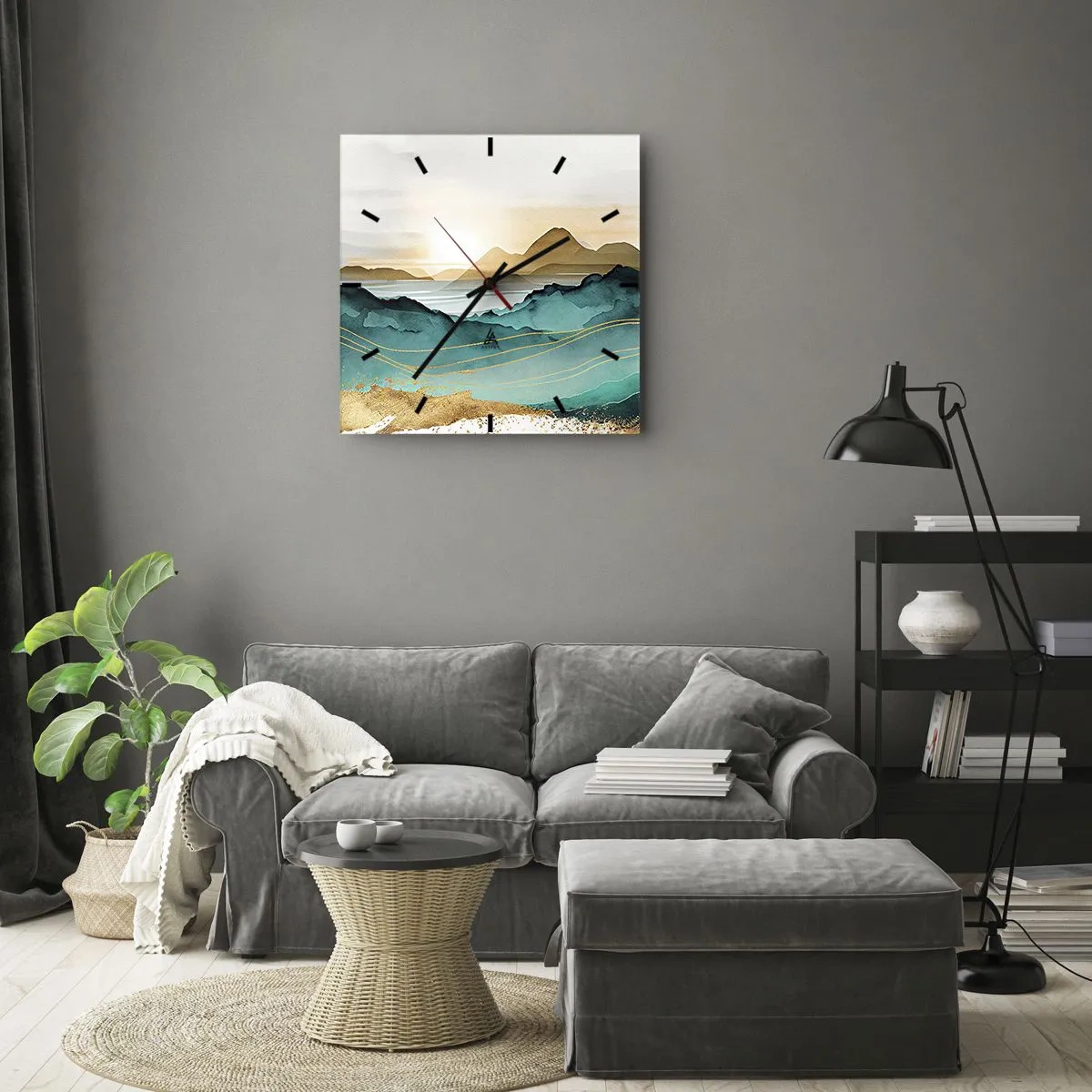 Ceas de perete - Ceas pe sticlă - La limita abstracției - peisaj - 40x40 cm