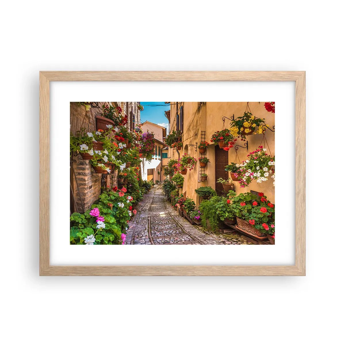 Poster în ramă de stejar deschis - Străduță italiană - 40x30 cm