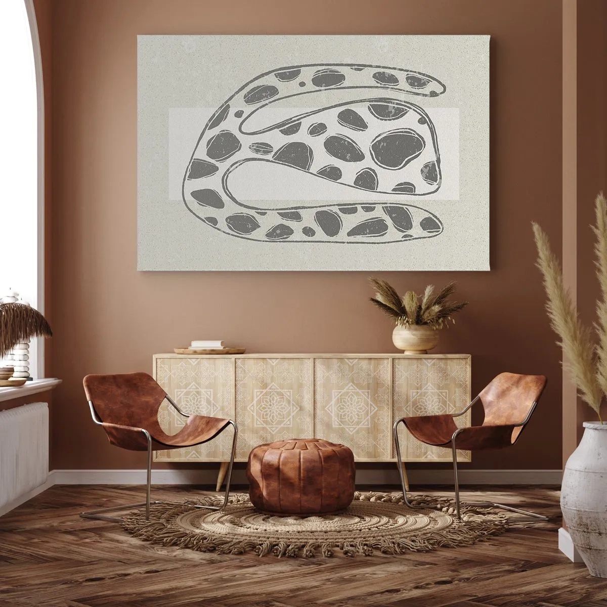 Tablou pe pânză Canvas - Model organic abstract în nuanțe de gri - 70x50cm - O creatură bizară - Decorațiune modernă pentru perete pentru living și dormitor ARTTOR