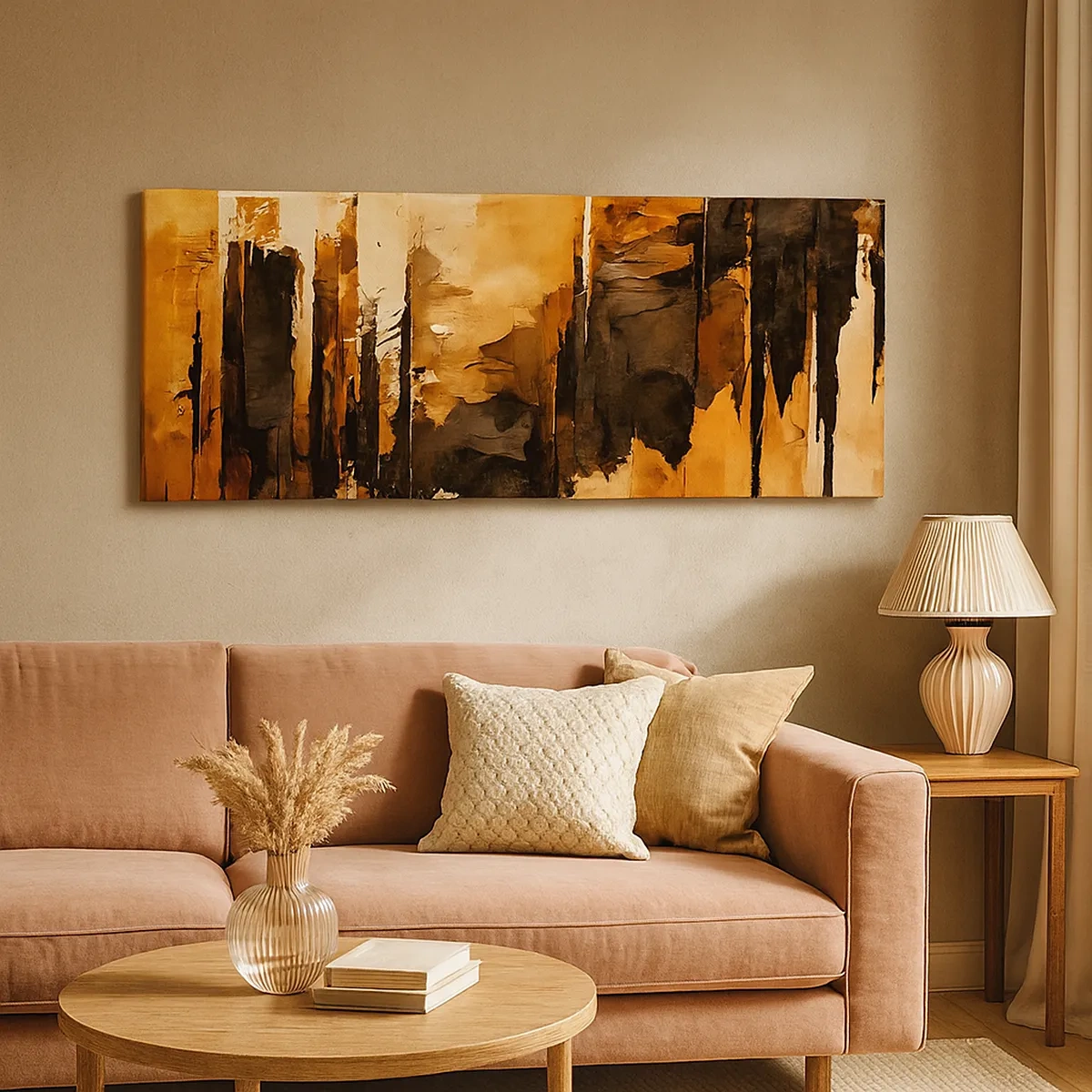 Tablou pe pânză - Armonie de negru și auriu - 30x30 cm