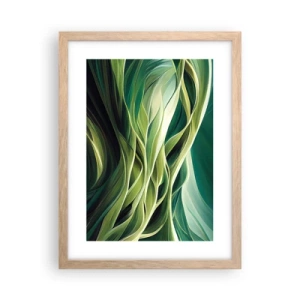 Poster în ramă de stejar deschis - Un joc abstract de verde - 30x40 cm
