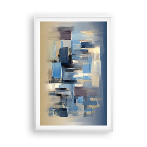 Poster în ramă albă - Construcție albastră - 61x91 cm