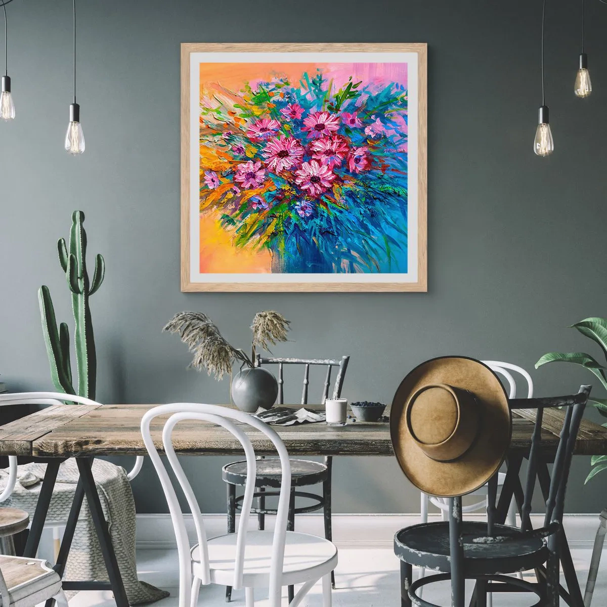 Poster în ramă de stejar deschis - Energia vieții - 40x40 cm