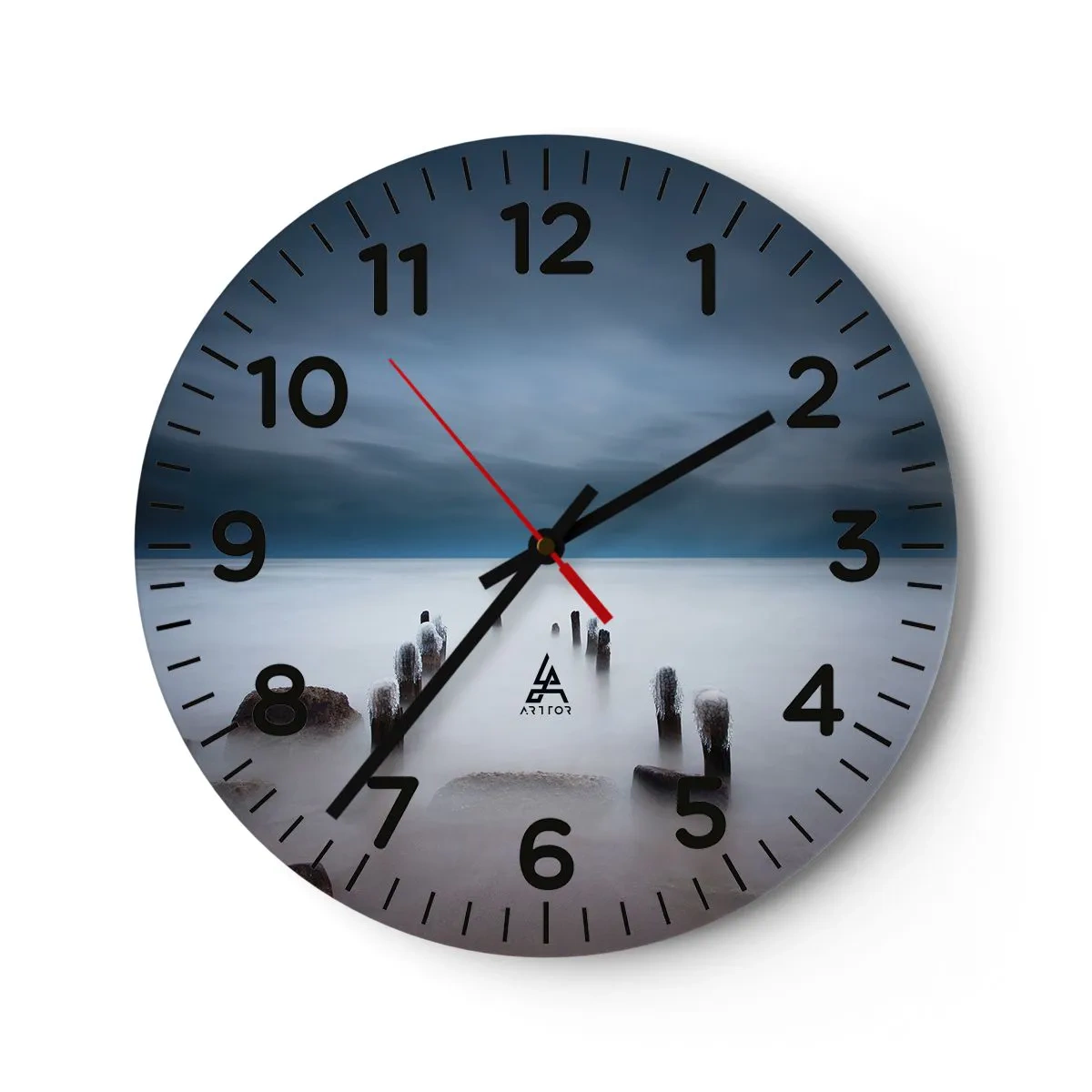 Ceas de perete - Ceas pe sticlă - Un lac în ceața calmă - 40x40 cm